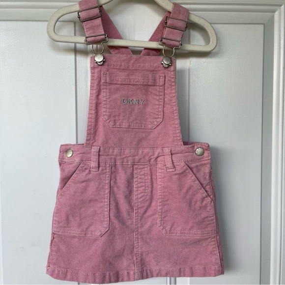 Dkny Other - •DKNY• Girls Pink Corduroy Overalls Jumper Dress - Size 3T